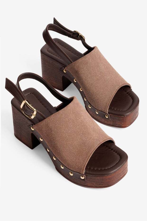 Women's Suede Platform Heeled Sandals Mara Mink