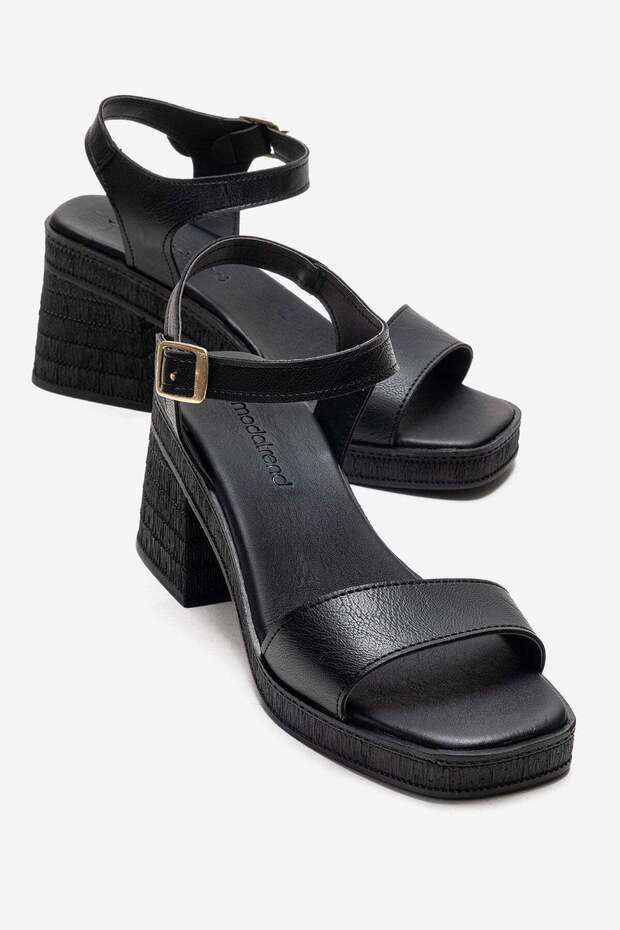 Women's Single-Strap Heeled Sandals Black