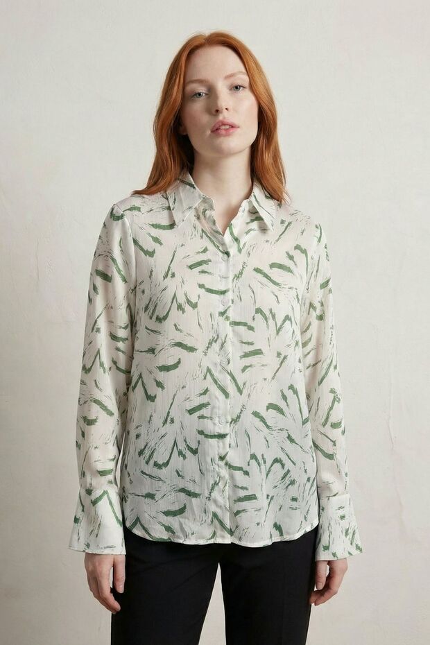 قميص MY FASHION ذو أزرار بنمط تجريدي