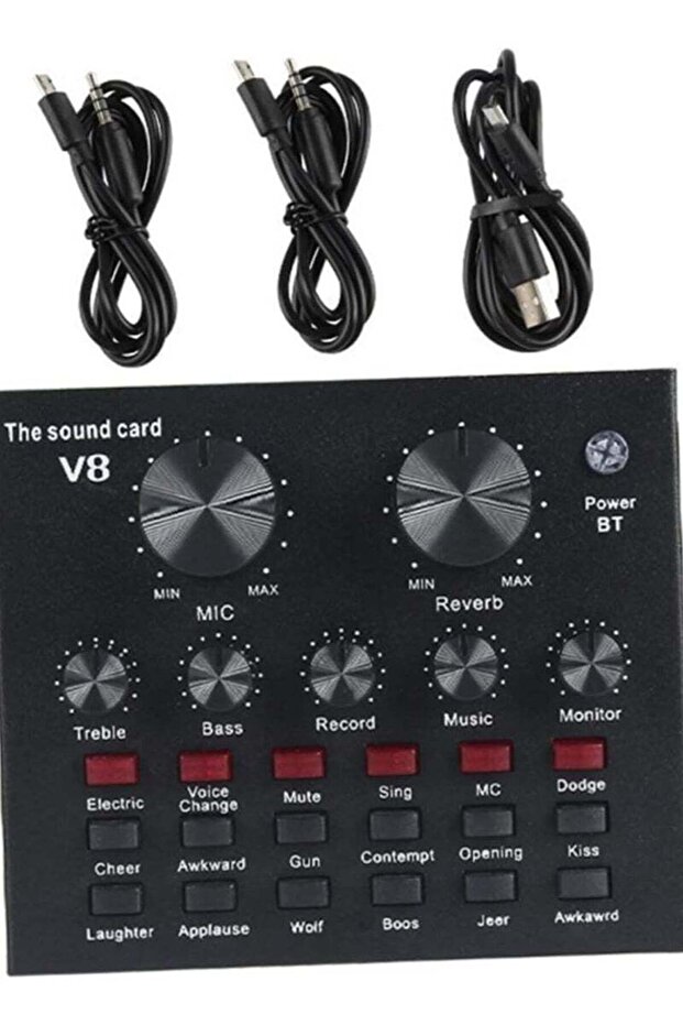 External Sound Card USB Live External Sound Mixer Board Voice Changer Sound Card with Multiple Sound