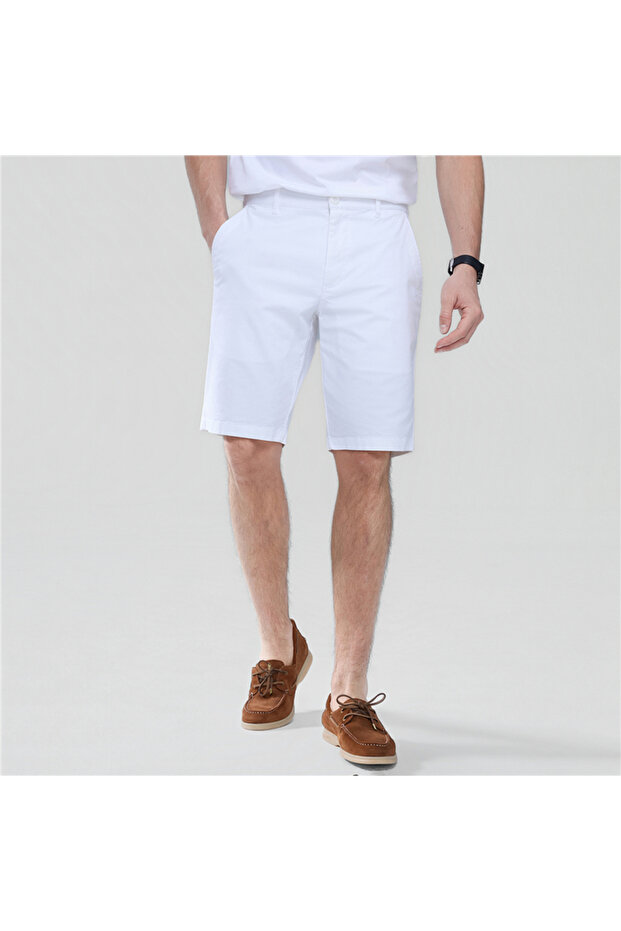 Men’s Slim Twill Bermuda Shorts with Stretch Waist