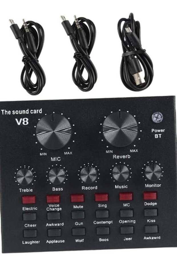 External Sound Card USB Live External Sound Mixer Board Voice Changer Sound Card with Multiple Sound