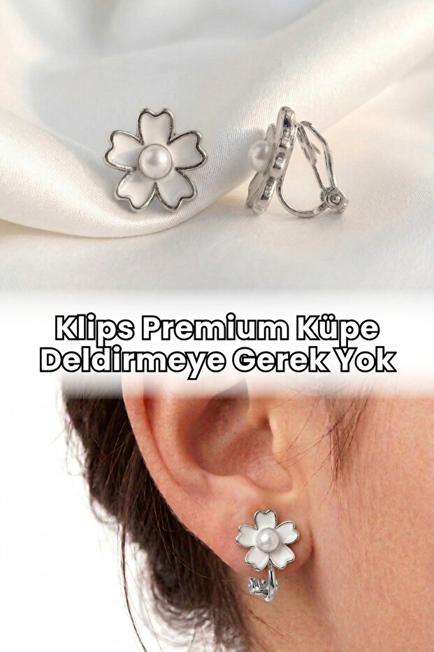 Klips Premium Earrings Papatya No Piercing Required
