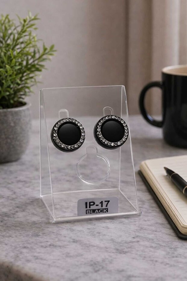 B-Tech Aksesuar iPhone 17 Uyumlu Taşlı Kamera Lens Koruyucu – Parlak Lüks Tasarım (BLACK)