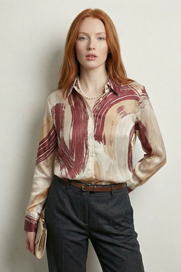 My Fashion Abstract Patterned Buttoned Shirt