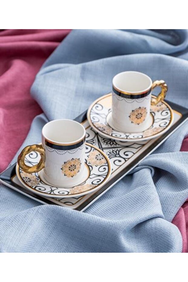 Francesca 2-Person Porcelain Coffee Cup Set - 90 ml / Black