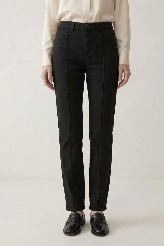 My Fashion High Waist Straight Pocket Detailed Jeans