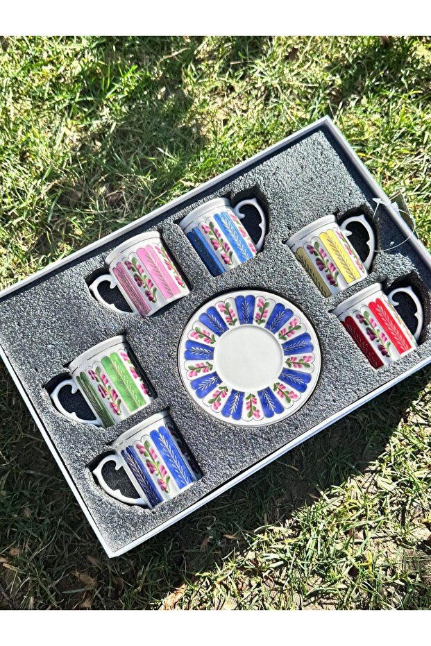 Maddox Hand Painted 6-Person Turkish Coffee Cup Set - 80 ml