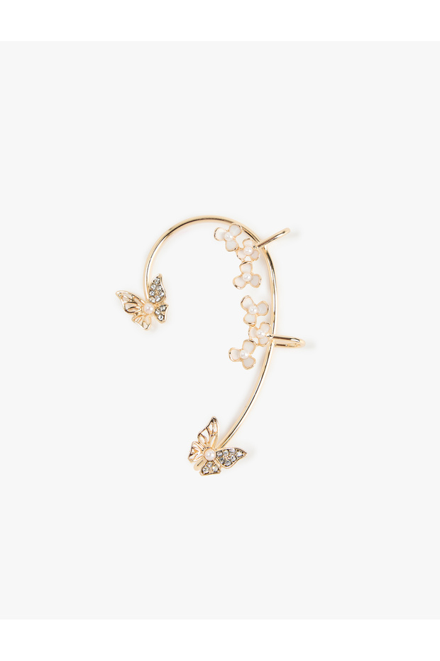 Stone and Pearl Detailed Floral Full Ear Cartilage Earrings