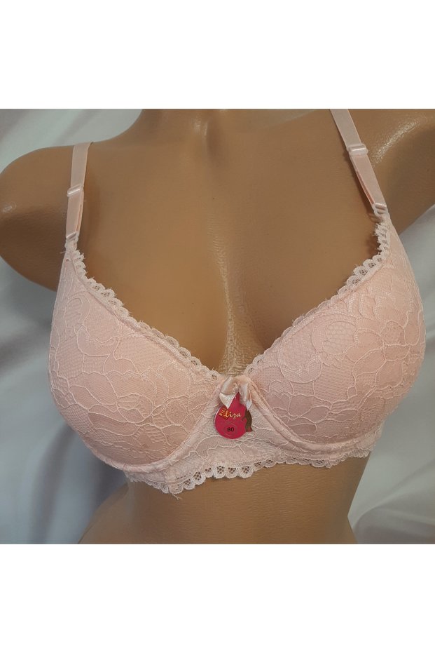 Salmon Colored Lace Padded Underwire Women's Bra