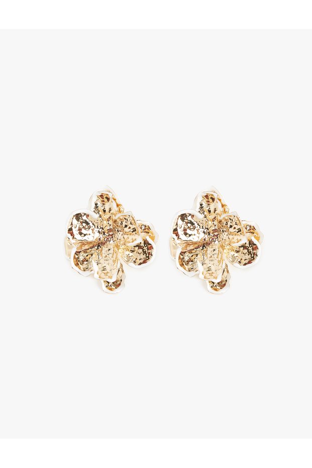 Textured Steel Floral Earrings