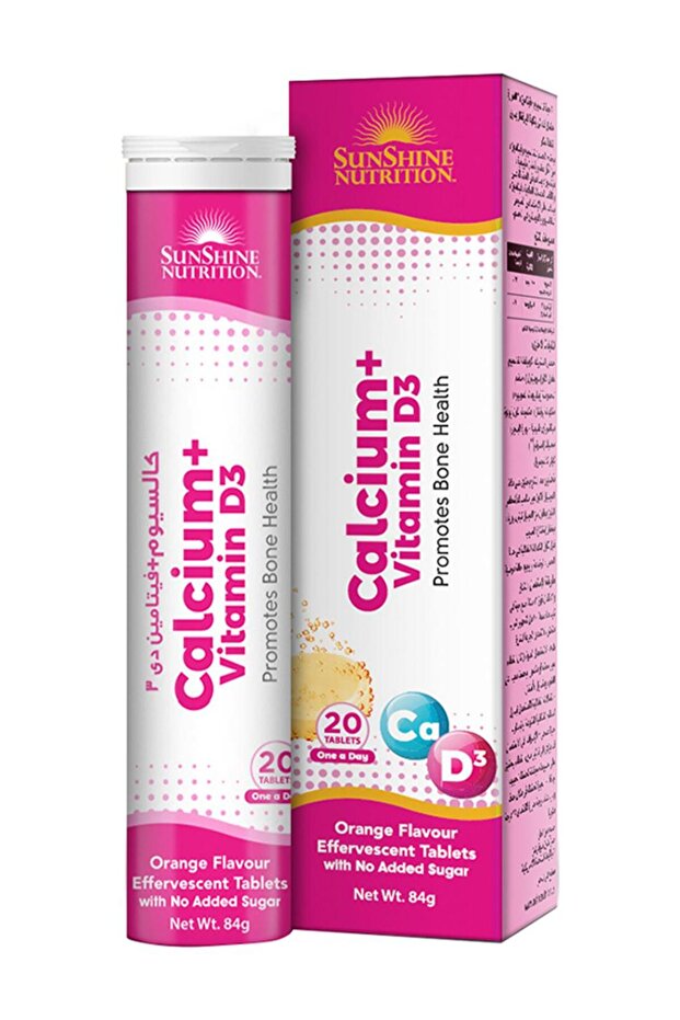 Calcium And Vitamin D3 Effervescent Tablets - Orange Flavour - 20 Tabs