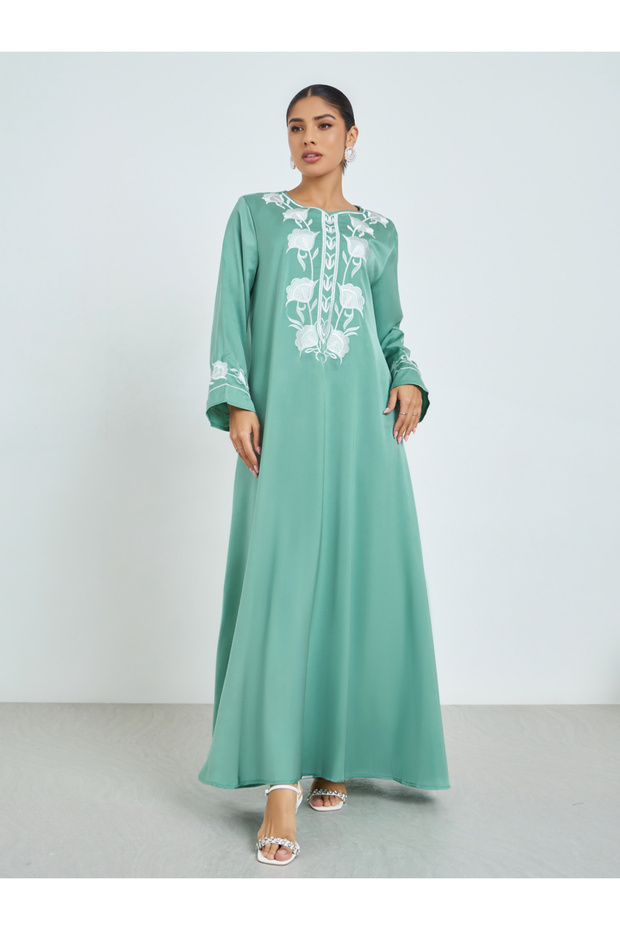 Green Embroidered Jalabiya