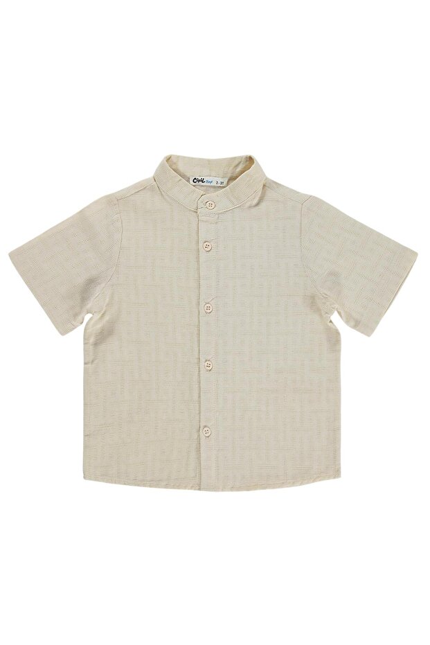 Self-Stripe Patterned Shirt for 2-5 Years Old - Brown