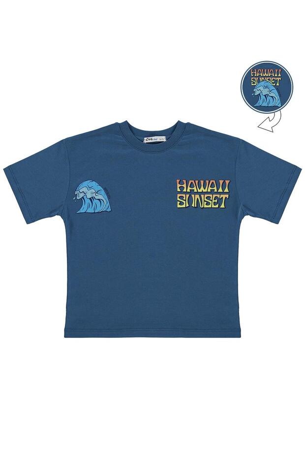 Hawaii Sunset Printed T-Shirt for Ages 6-9 - Green