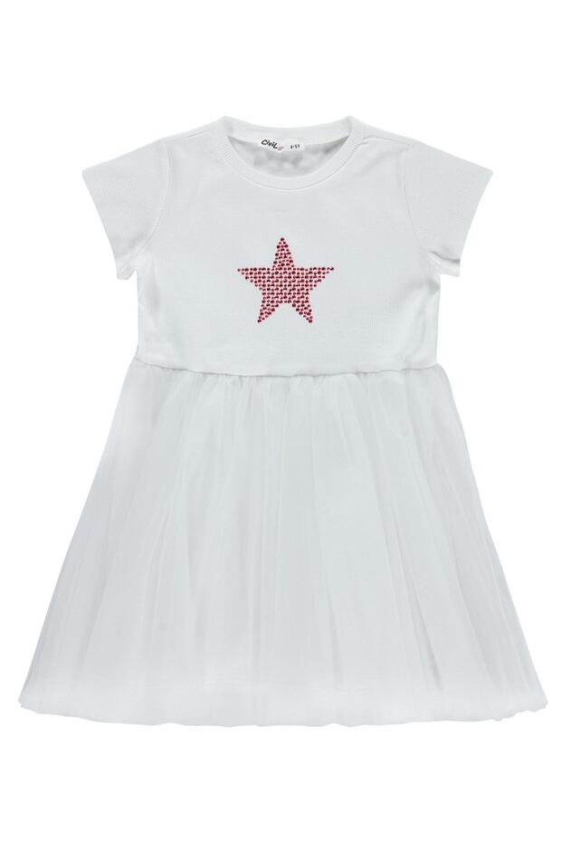 Star Printed Dress for 4-9 Years Old - Off-White