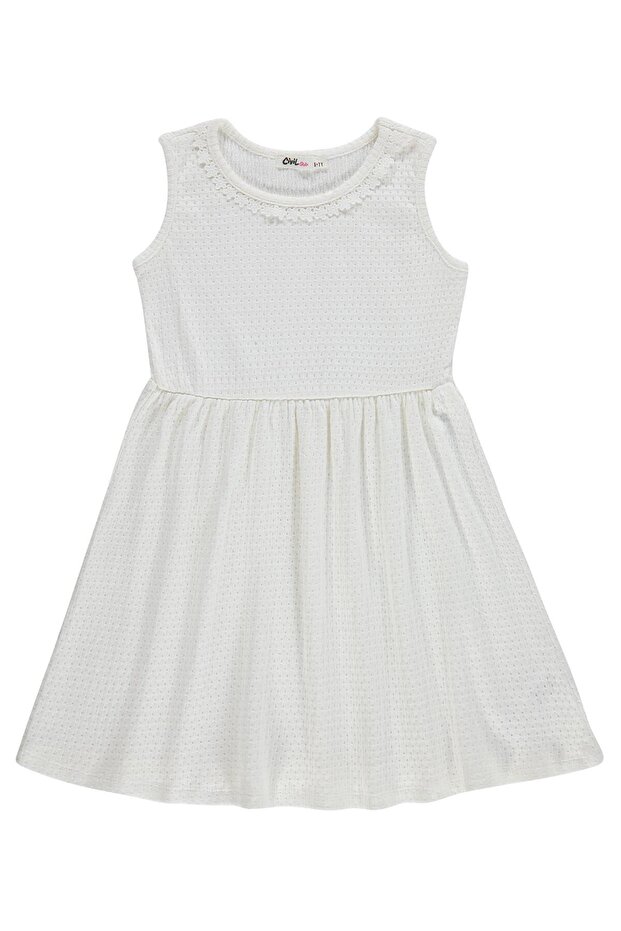 Ruffled Dress for 6-9 Years Old - Off-White