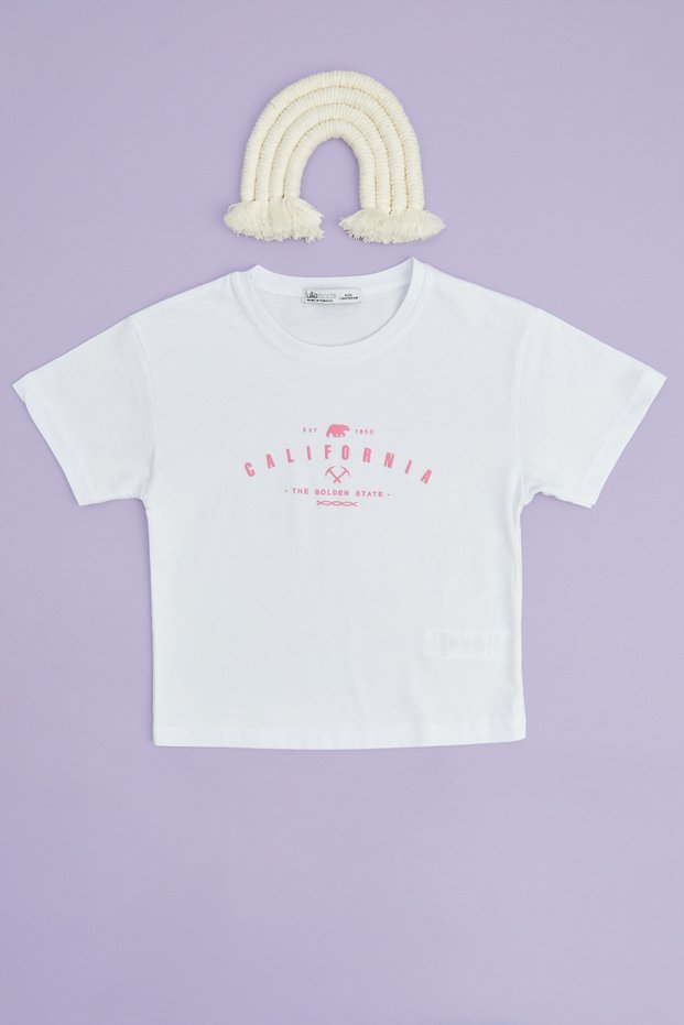 California Printed Crop T-Shirt for Girls