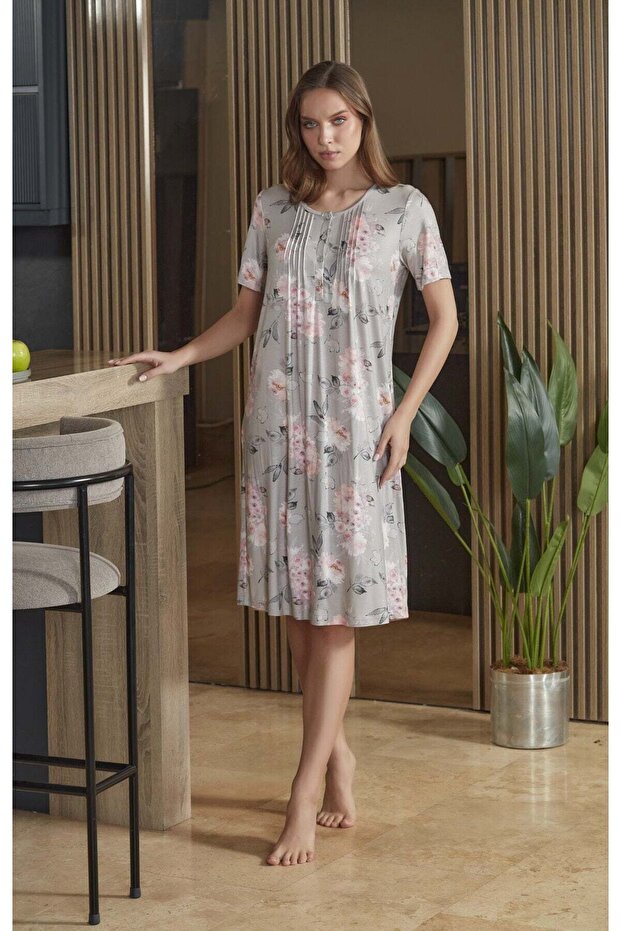 قميص نوم مريح بأكمام قصيرة ونمط مميز CossybyAqua 26588 (مجموعة مقاسات واسعة) -46