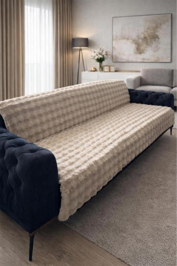 Bubble Rabbit Fur Non-Slip Base Sofa Cover 170X215 cm Beige