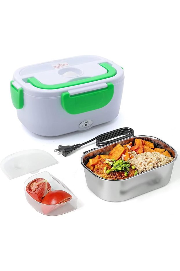 Electric Lunch Box 1.2L Portable Food Warmer with Removable Stainless Steel Container Green