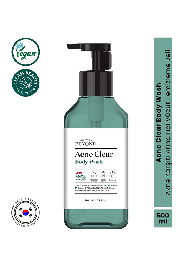 Passion&Beyond Acne Clear Body Wash 3HA Cica Akne Karşıtı Vücut Yıkama Jeli 500 ml