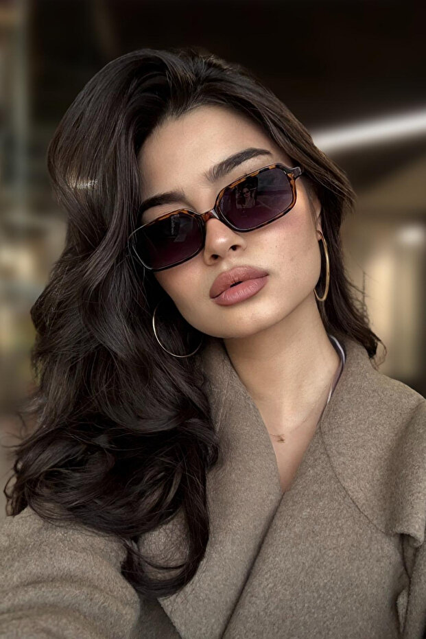 Leopard Print Ocean Block Square Sunglasses - with Special Leather Case and Wipe Cloth as a Gift