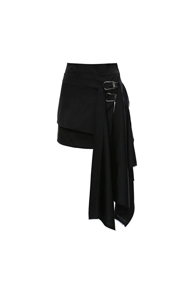 Irregular Design Pleated Mini Skirt