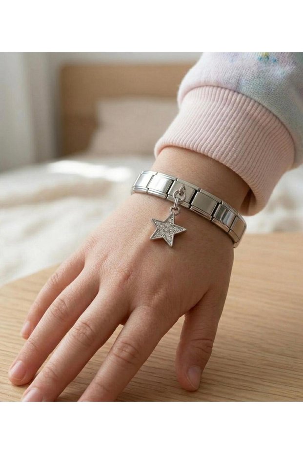 Italian Steel Bracelet with Girl Figure