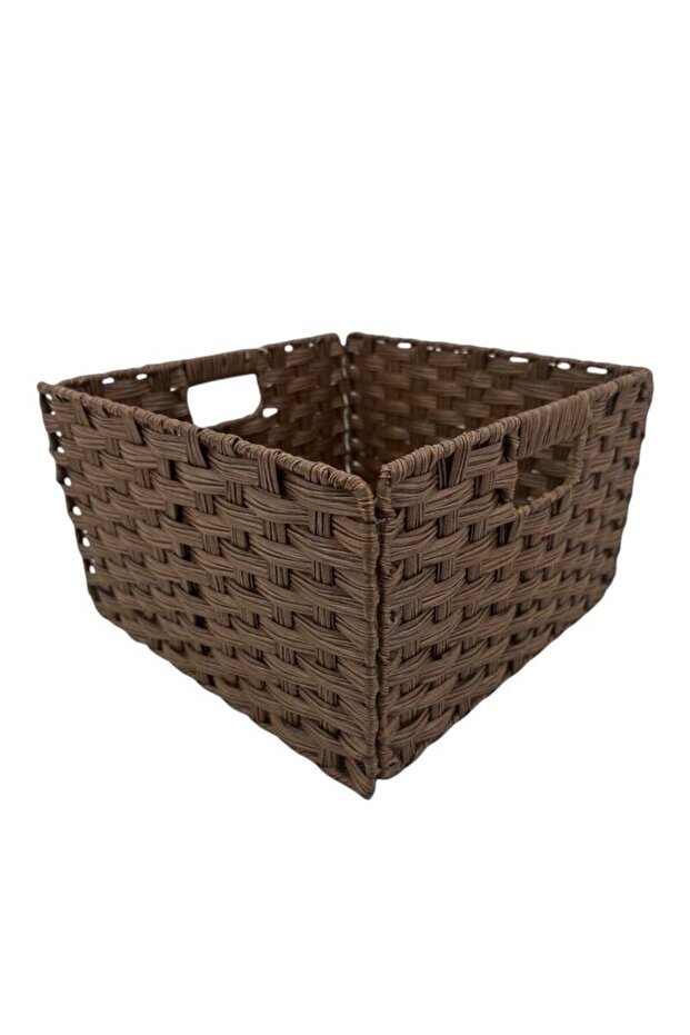 Wicker Plastic Knitted Folding Basket Organizer 33X33X21 Cm.