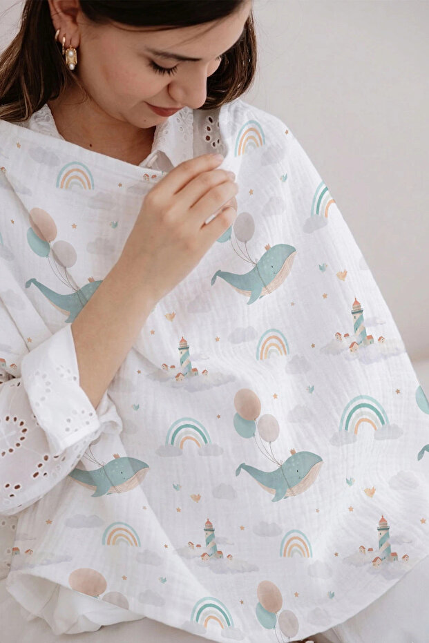 Muslin Nursing Cover - Whale's Dreams