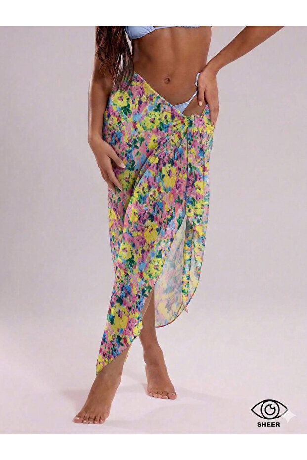 Colorful Chiffon Pareo with Tie-On Structure