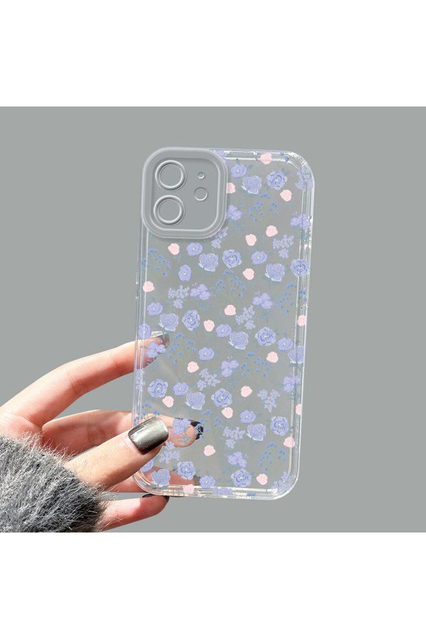 iPhone 12 Compatible Camera Protected Anti-Shock Aesthetic Print Patterned Transparent Silicone Case