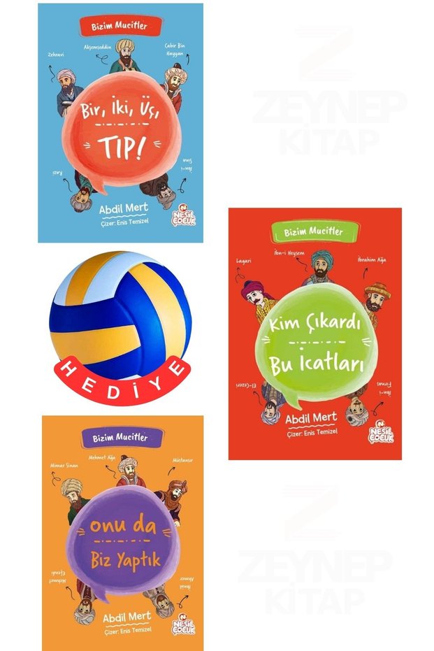 Bizim Mucitler-Bir,İki,Üç,Tıp!-Onu Da Biz Yaptık-3 Kitap Set - Volleyball Ball with Gift