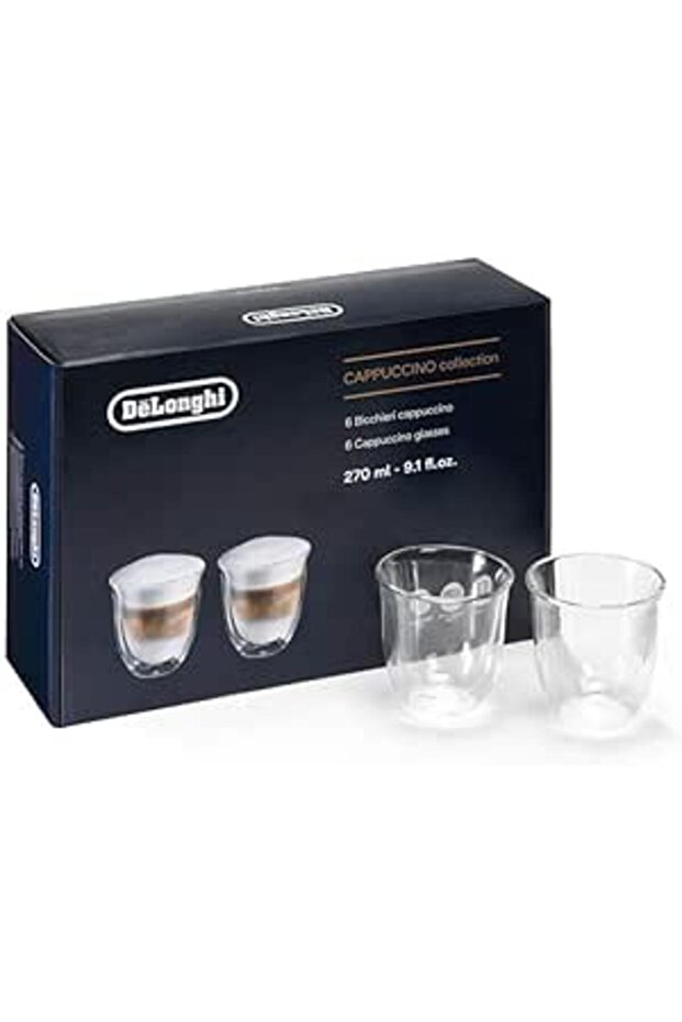 Double Wall Cappuccino Cups Set of 6 – 91oz Hand-Made Thermal Glasses, Dishwasher Safe,D