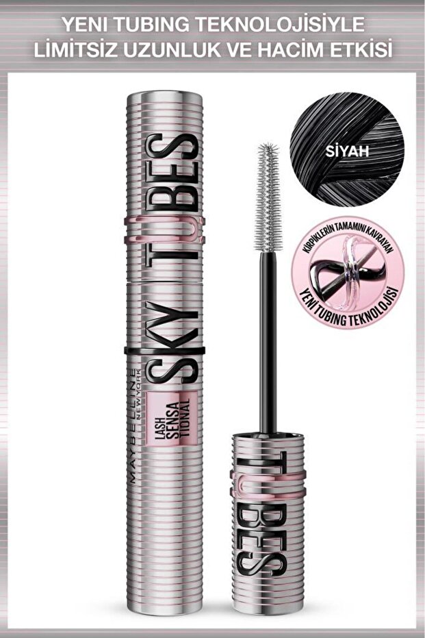 Maybelline New York Lash Sensational Sky Tubes Maskara - Limitsiz Uzunluk ve Hacim Etkisi Veren Tubing Maskara