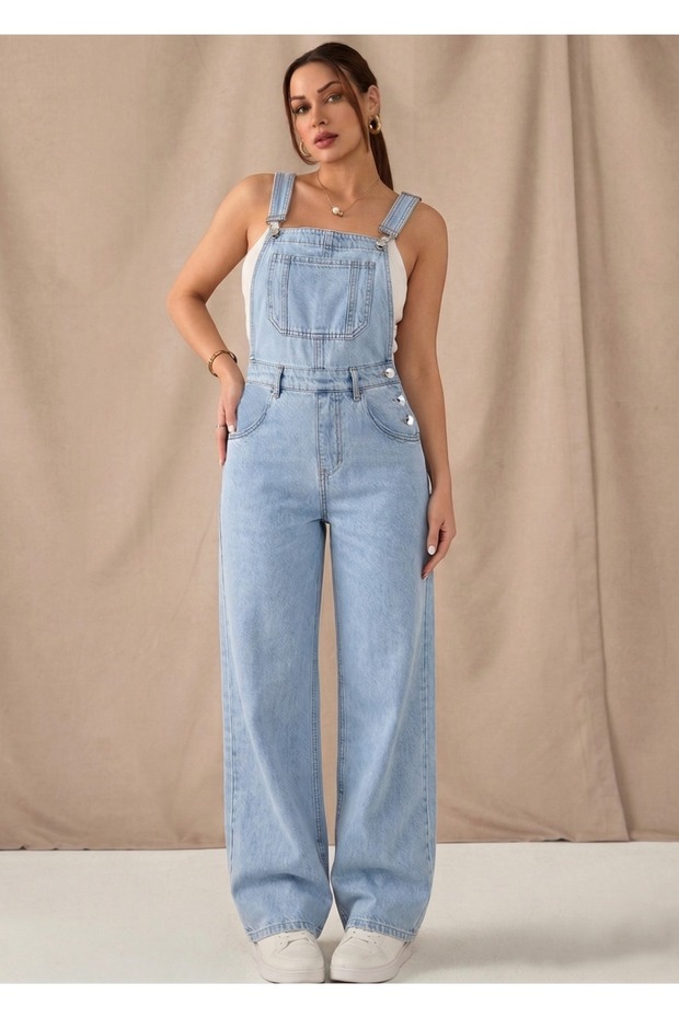 Ice Snow Bol Paça Bahçevan Denim Jumpsuit