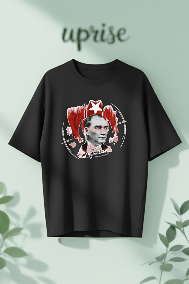 Flag Ataturk Printed Cotton Oversize T-Shirt