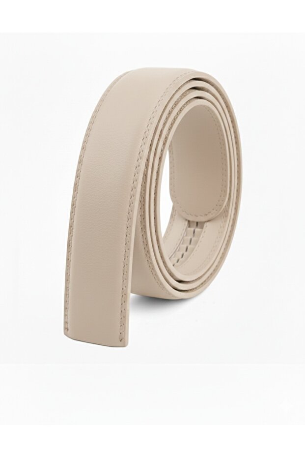 Automatic Buckle-Free Beige Men's Belt for Non-Perforated Belts (Belt Only)