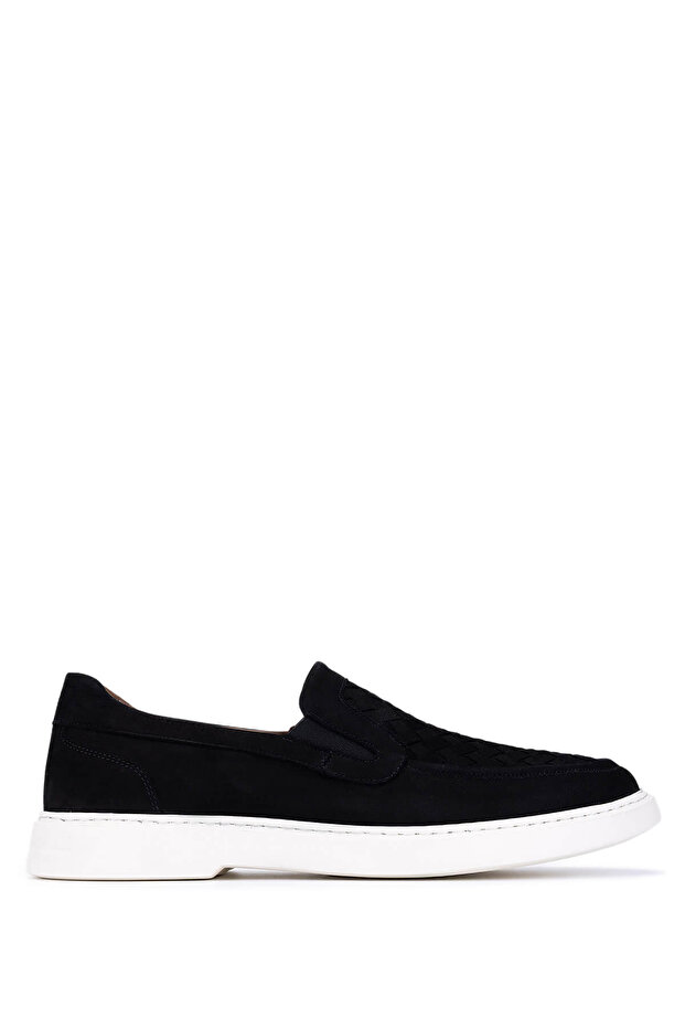Men's Genuine Leather Black Nubuck Loafers