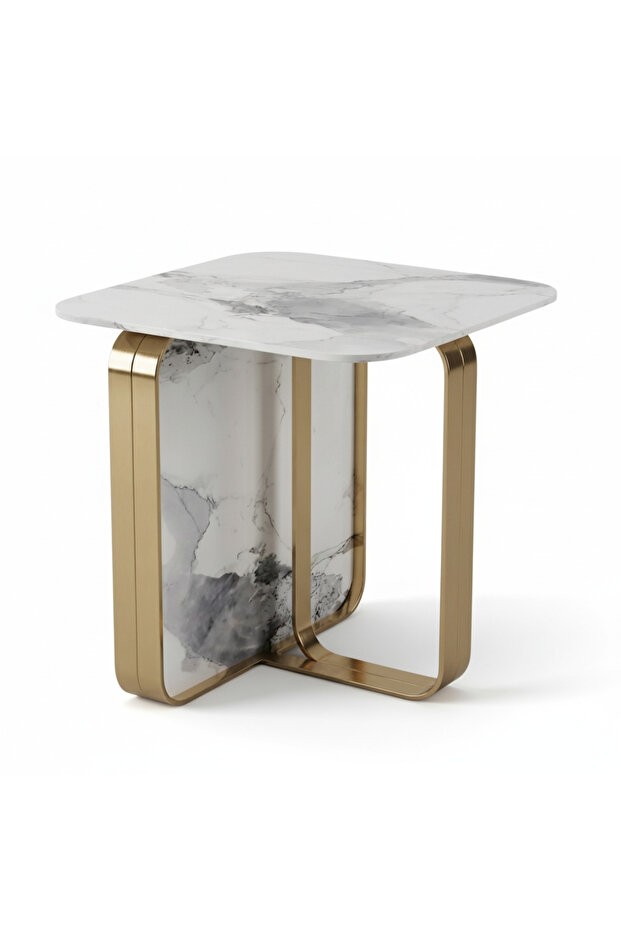 Wisfor Modern Marble & Steel Side Table