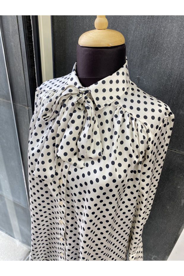 Polka Dot Patterned Paris Scarf Shirt - 6