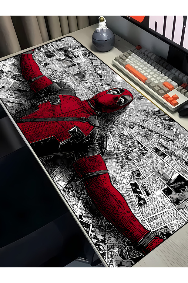 لوحة ماوس للألعاب بتصميم ديدبول مقاس 40x90 - قاعدة غير قابلة للانزلاق ولوحة ماوس كبيرة الحجم للألعاب
