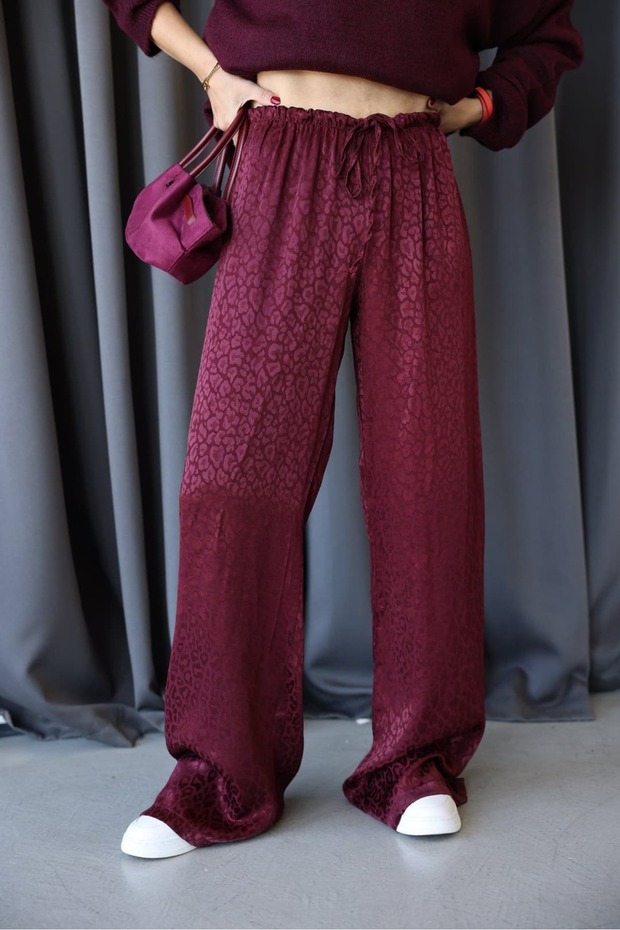 Leopard Patterned Satin Trousers - 2