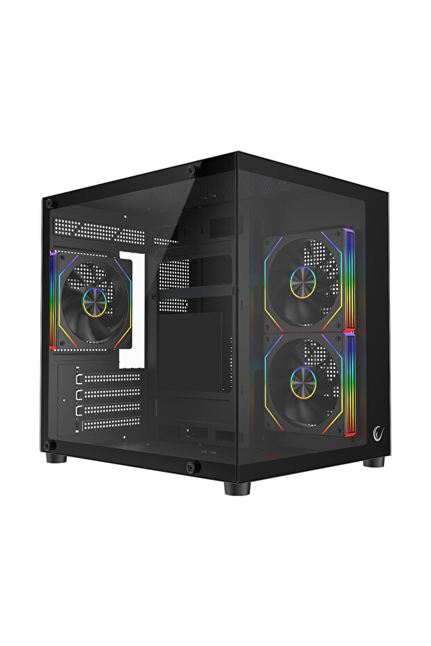 Rampage LUMID M-ATX Temperli Camlı 3*12cm ARGB Fan Siyah Oyuncu Kasası