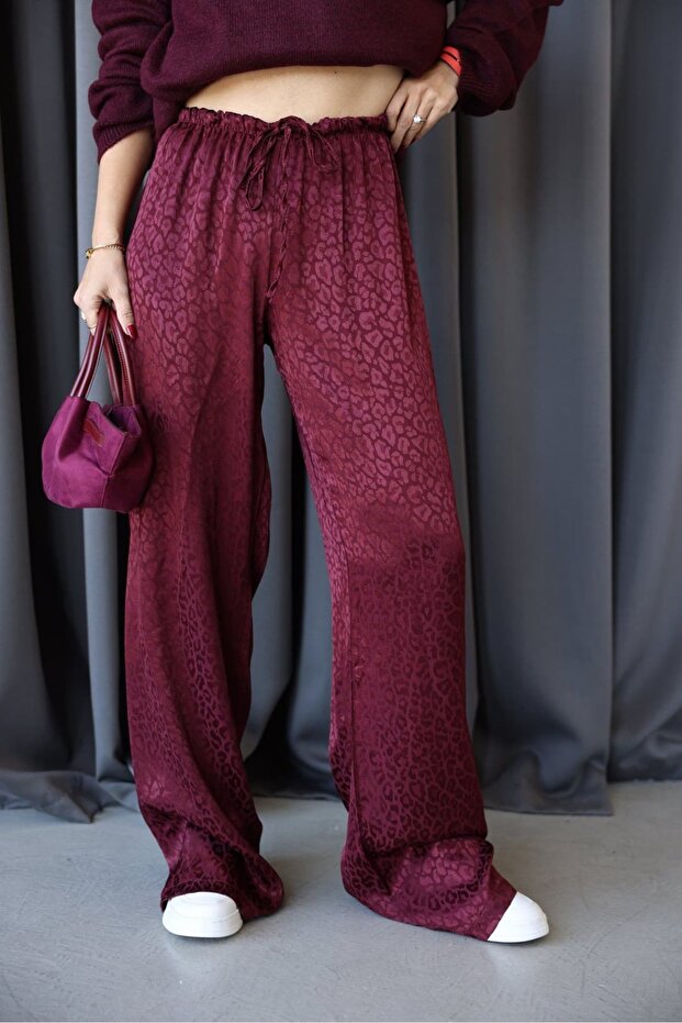 Leopard Patterned Satin Trousers - 1
