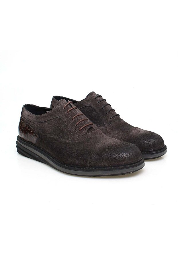 Brown Lace-Up Genuine Leather Men's Shoes
