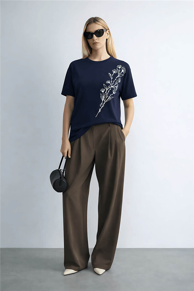 Printed Navy Blue Women's Blouse 26Y0229K1