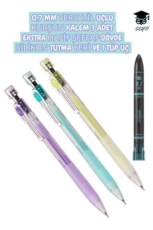 0.7 mm Versatile Tip Pencil 3 Pieces Extra Light Body Silicone Handle and 1 Tube of Tip Wri̇tech