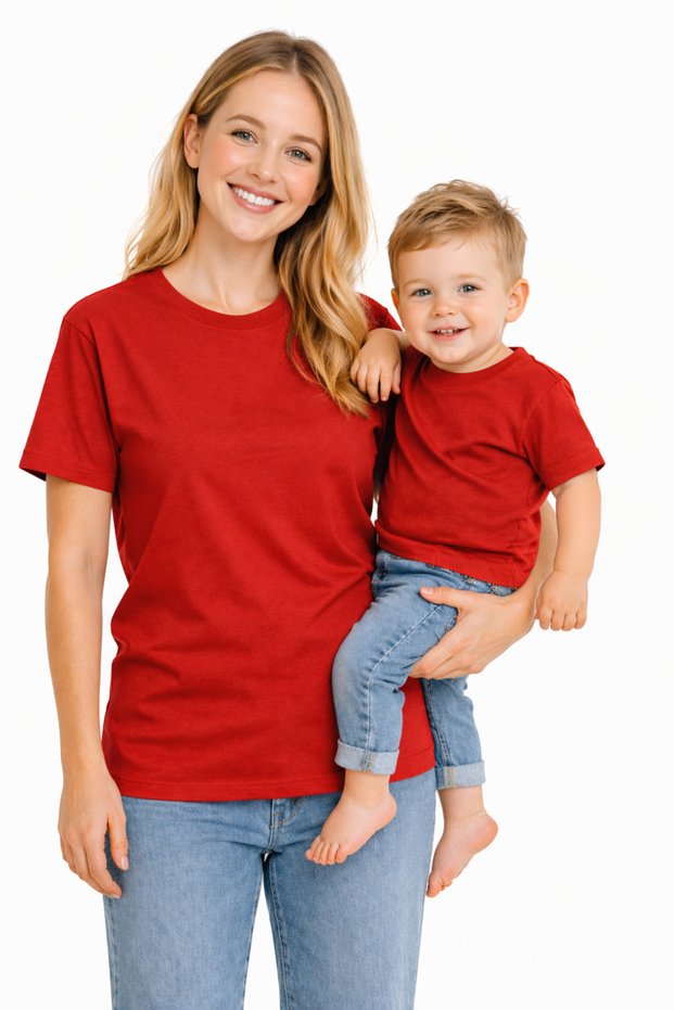 Mother Child Combination Oversize T-Shirt Twin T-Shirt Single Color Printed (Single Price)